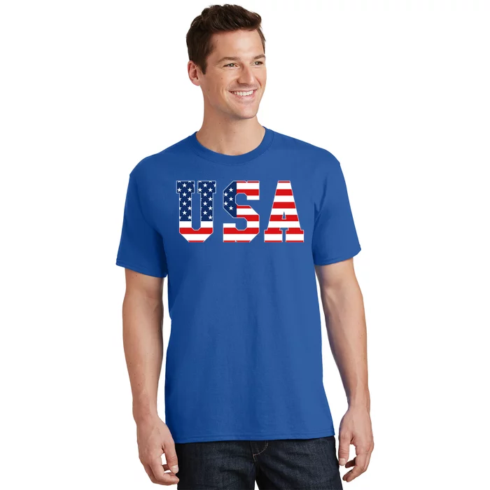 Usa Patriotic American Flag Gift Meaningful Gift Red White Blue T-Shirt