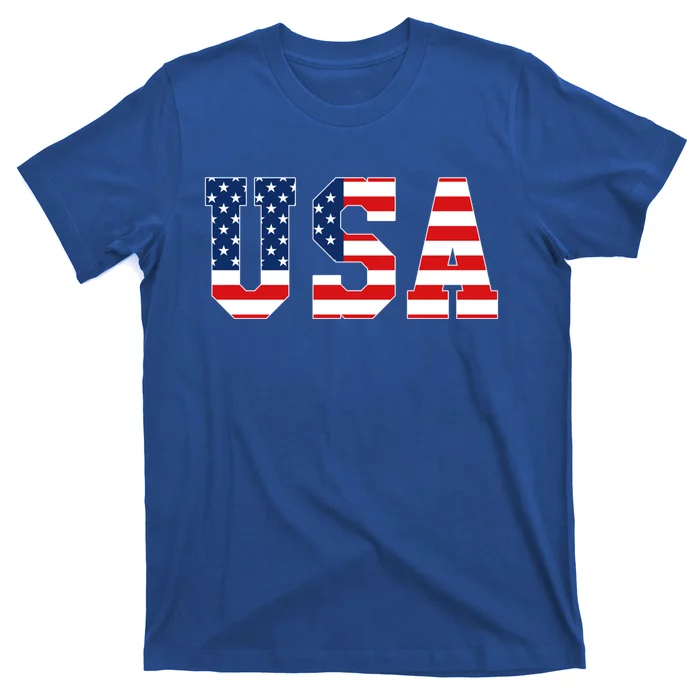 Usa Patriotic American Flag Gift Meaningful Gift Red White Blue T-Shirt