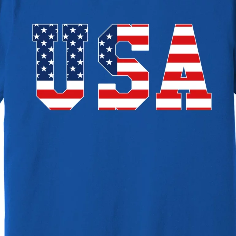 Usa Patriotic American Flag Gift Meaningful Gift Red White Blue Premium T-Shirt