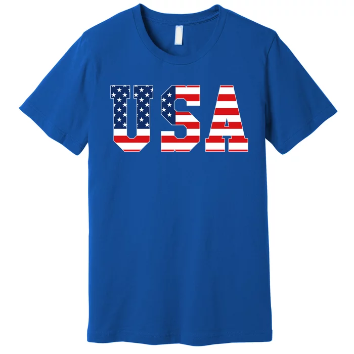 Usa Patriotic American Flag Gift Meaningful Gift Red White Blue Premium T-Shirt