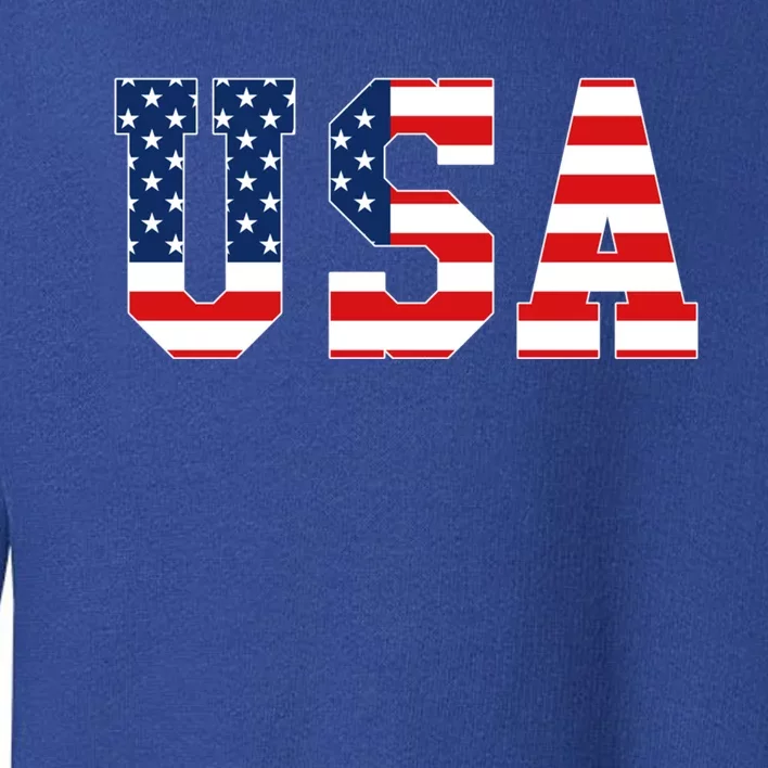 Usa Patriotic American Flag Gift Meaningful Gift Red White Blue Toddler Sweatshirt