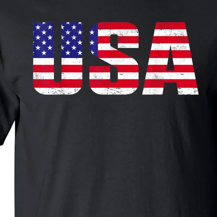 Usa Patriotic American Flag Retro American Flag 4th Of July Gifts Tall T-Shirt