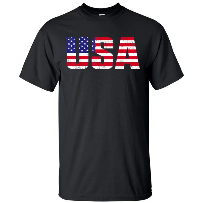 Usa Patriotic American Flag Retro American Flag 4th Of July Gifts Tall T-Shirt