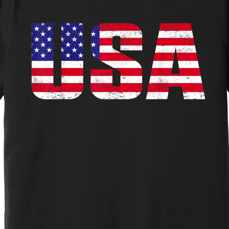 Usa Patriotic American Flag Retro American Flag 4th Of July Gifts Premium T-Shirt