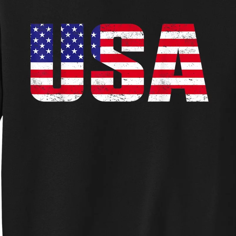 Usa Patriotic American Flag Retro American Flag 4th Of July Gifts Tall Sweatshirt