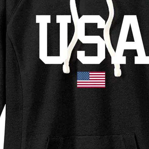 Usa Patriotic American Flag July 4th Women's Fleece Hoodie