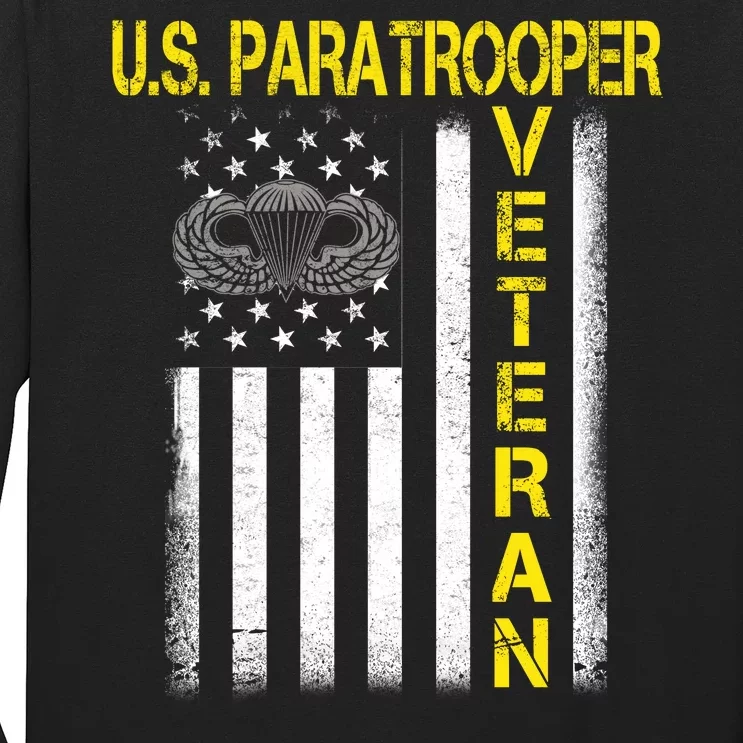 US Paratrooper Airborne Division Army Veteran USA Flag Long Sleeve Shirt