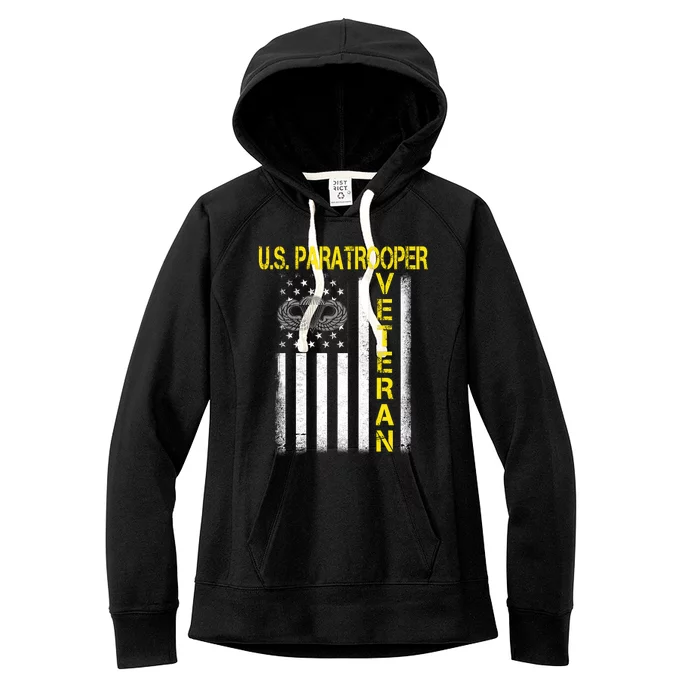 US Paratrooper Airborne Division Army Veteran USA Flag Women's Fleece Hoodie