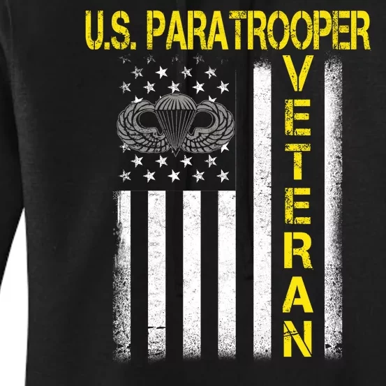 US Paratrooper Airborne Division Army Veteran USA Flag Women's Pullover Hoodie