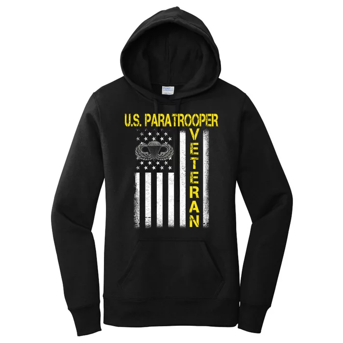 US Paratrooper Airborne Division Army Veteran USA Flag Women's Pullover Hoodie