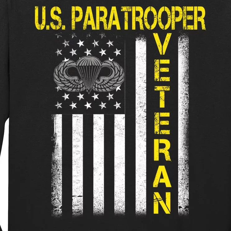 US Paratrooper Airborne Division Army Veteran USA Flag Tall Long Sleeve T-Shirt