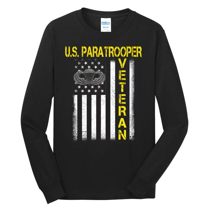 US Paratrooper Airborne Division Army Veteran USA Flag Tall Long Sleeve T-Shirt