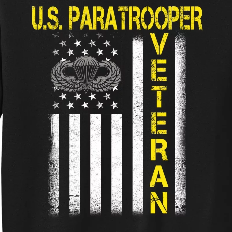 US Paratrooper Airborne Division Army Veteran USA Flag Tall Sweatshirt