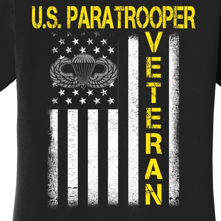 US Paratrooper Airborne Division Army Veteran USA Flag Women's T-Shirt