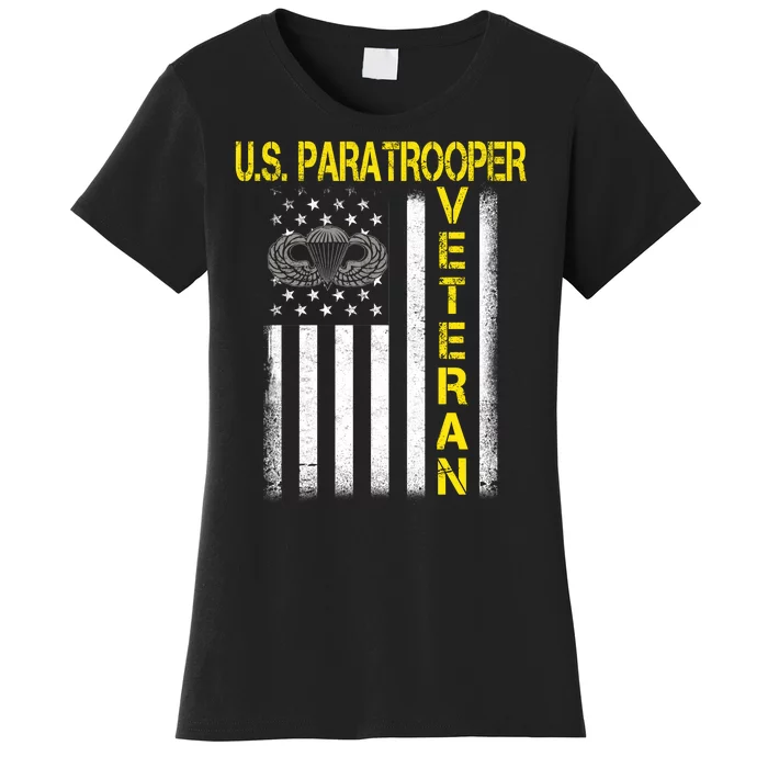 US Paratrooper Airborne Division Army Veteran USA Flag Women's T-Shirt