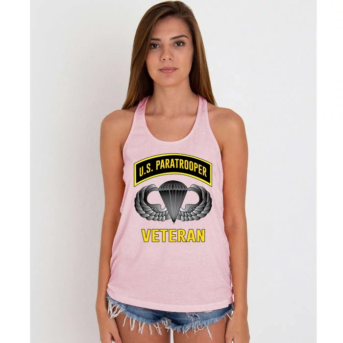 Us Paratrooper Airborne Division Army Veteran Cool Gift Women's Knotted Racerback Tank