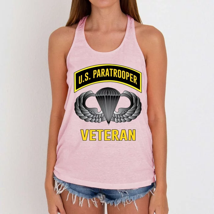 Us Paratrooper Airborne Division Army Veteran Cool Gift Women's Knotted Racerback Tank