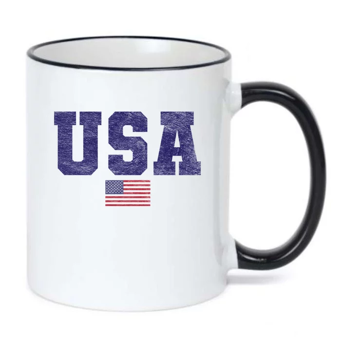 Usa Patriotic American Flag Design In Blue Vtrn Black Color Changing Mug