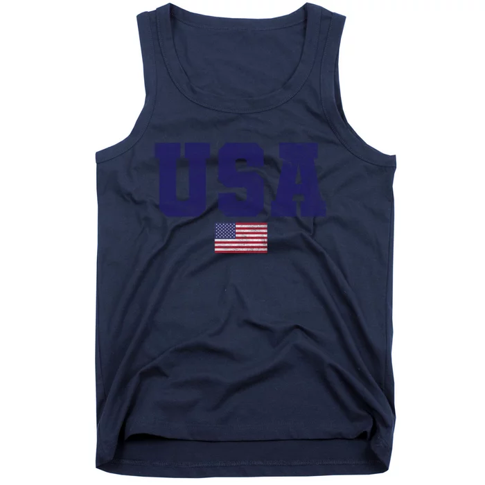 Usa Patriotic American Flag Design In Blue Vtrn Tank Top