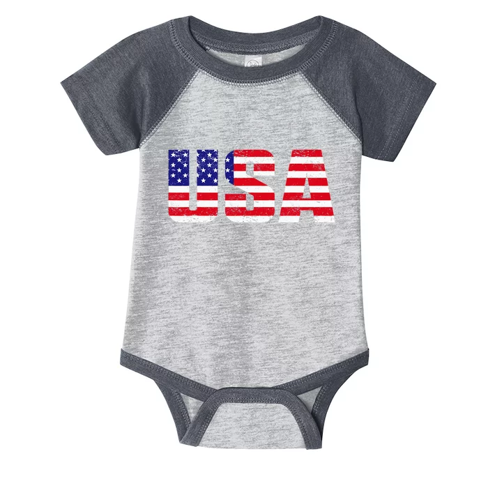 Usa Patriotic American Flag Infant Baby Jersey Bodysuit