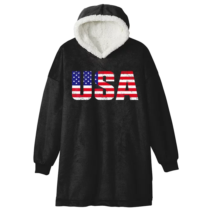 USA Patriotic American Flag For Men Women Kids Hooded Wearable Blanket