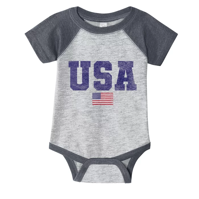 Usa Patriotic American Flag Design In Blue Vtrn Infant Baby Jersey Bodysuit