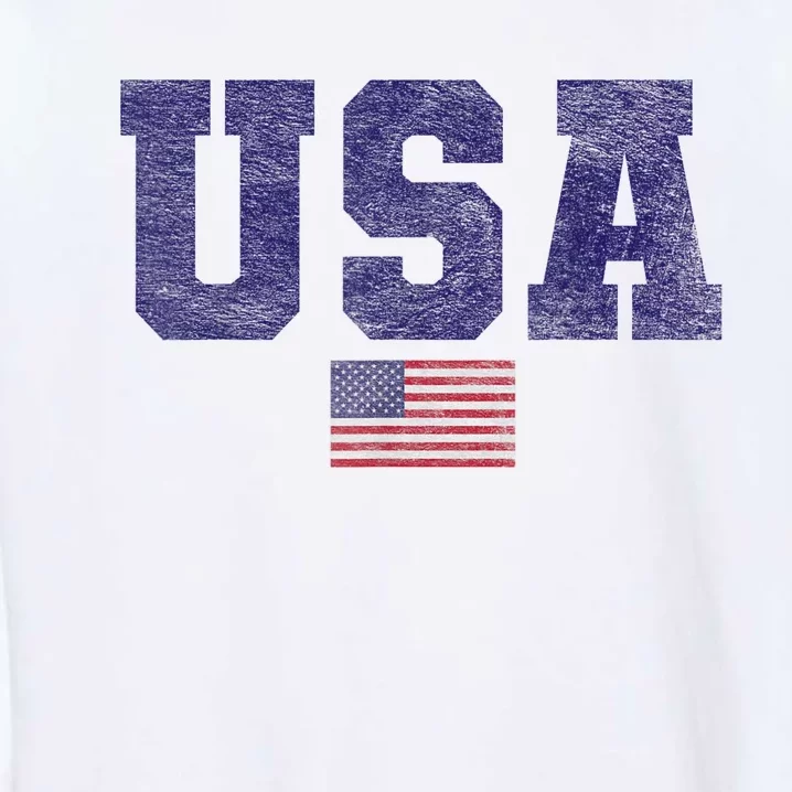 Usa Patriotic American Flag Design In Blue Vtrn Garment-Dyed Sweatshirt