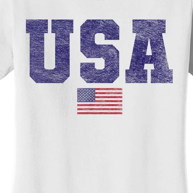 Usa Patriotic American Flag Design In Blue Vtrn Women's T-Shirt