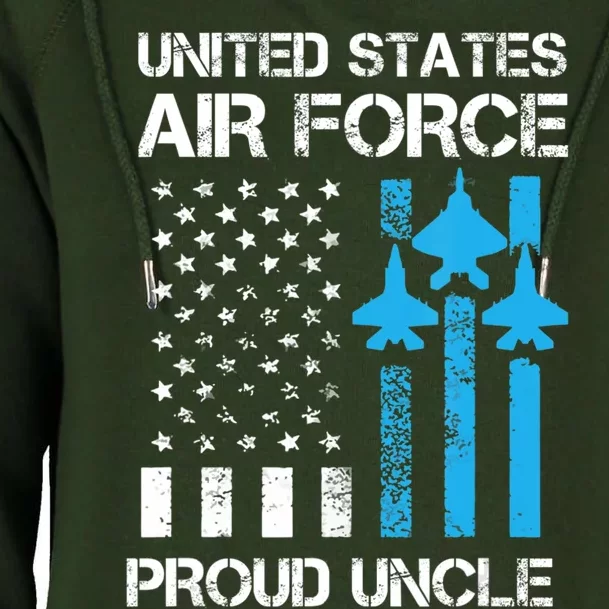 US Proud Air Force Uncle With American Flag Gift For Veteran Womens Funnel Neck Pullover Hood