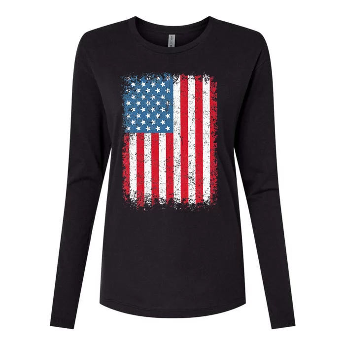 Usa Patriotic American Flag Us Womens Cotton Relaxed Long Sleeve T-Shirt