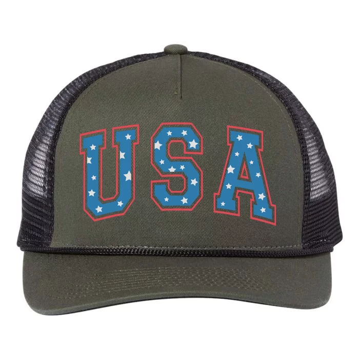 USA Patriotic American Flag 4th Of July Retro Rope Trucker Hat Cap