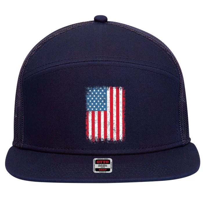 Usa Patriotic American Flag 7 Panel Mesh Trucker Snapback Hat