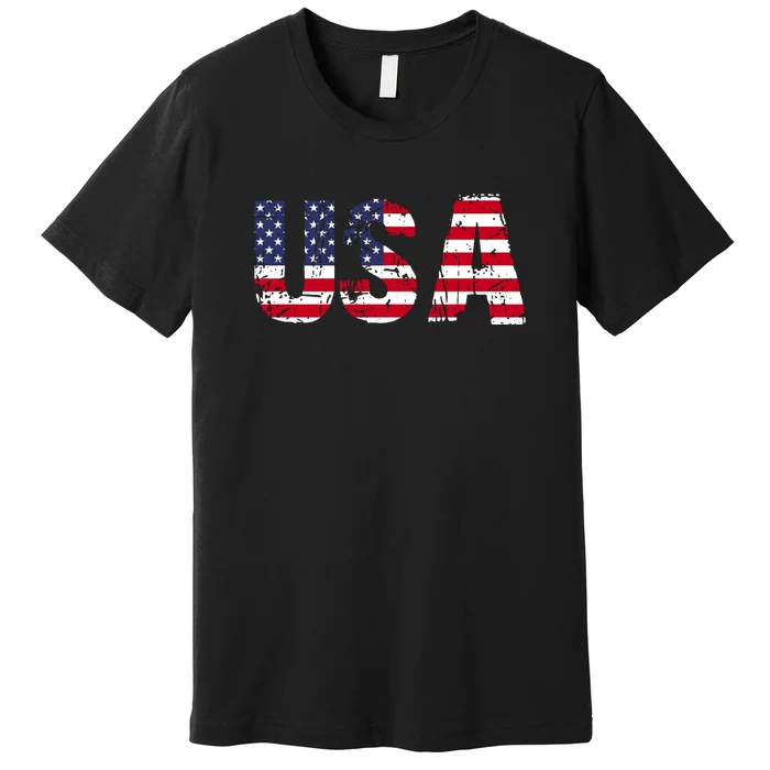 Usa Patriotic American Flag Premium T-Shirt