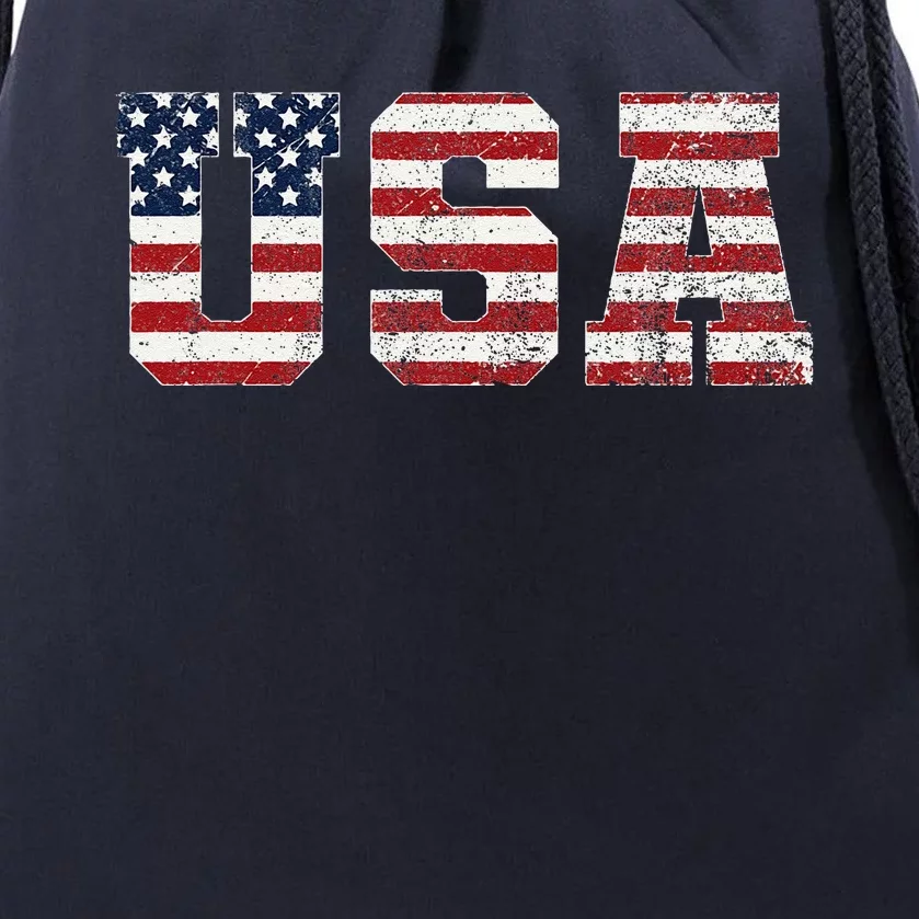 Usa Patriotic American Flag Drawstring Bag