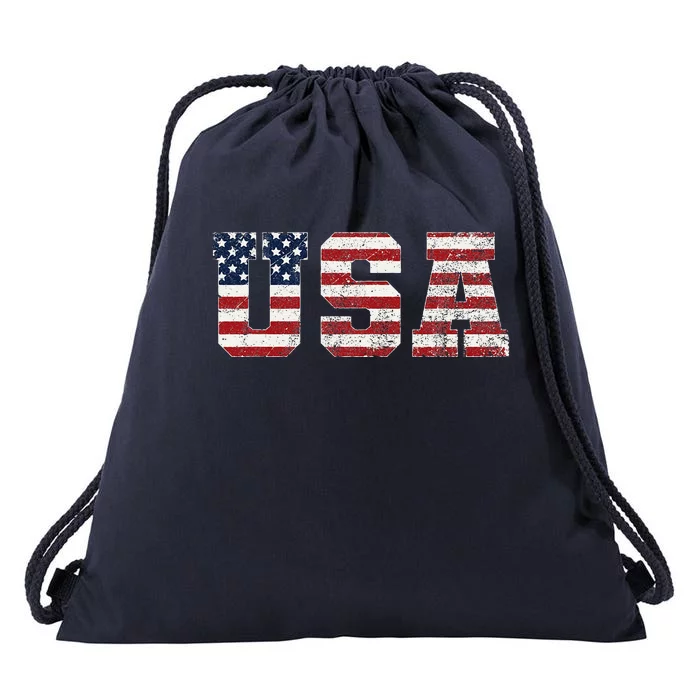 Usa Patriotic American Flag Drawstring Bag