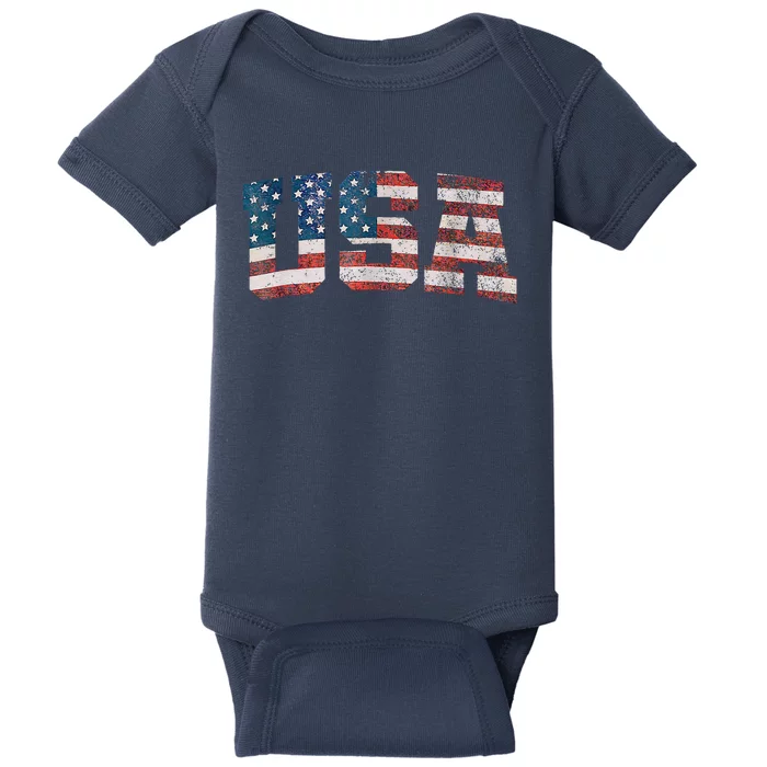 Usa Patriotic American Flag 4th Of July Baby Bodysuit