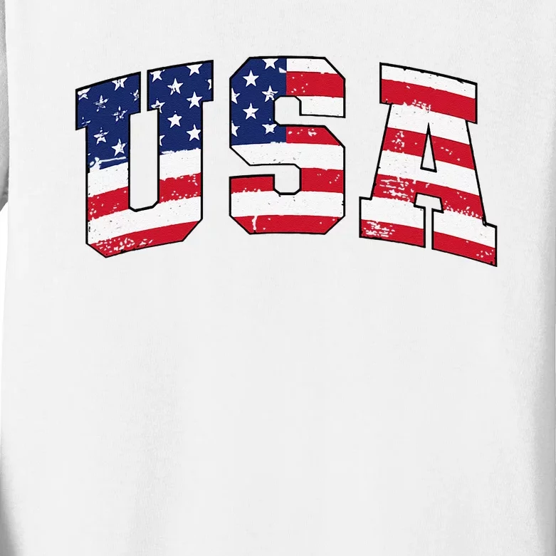 USA Patriotic American Flag US Kids Long Sleeve Shirt