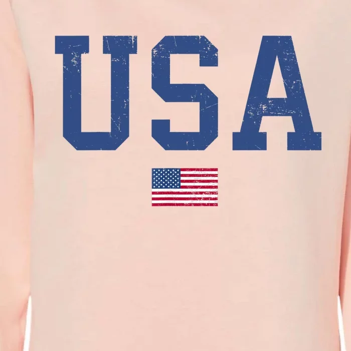 USA Patriotic American Flag Distressed Womens California Wash Sweatshirt