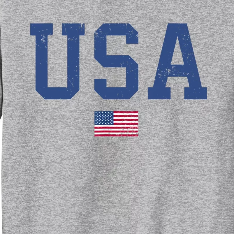 USA Patriotic American Flag Distressed Tall Sweatshirt