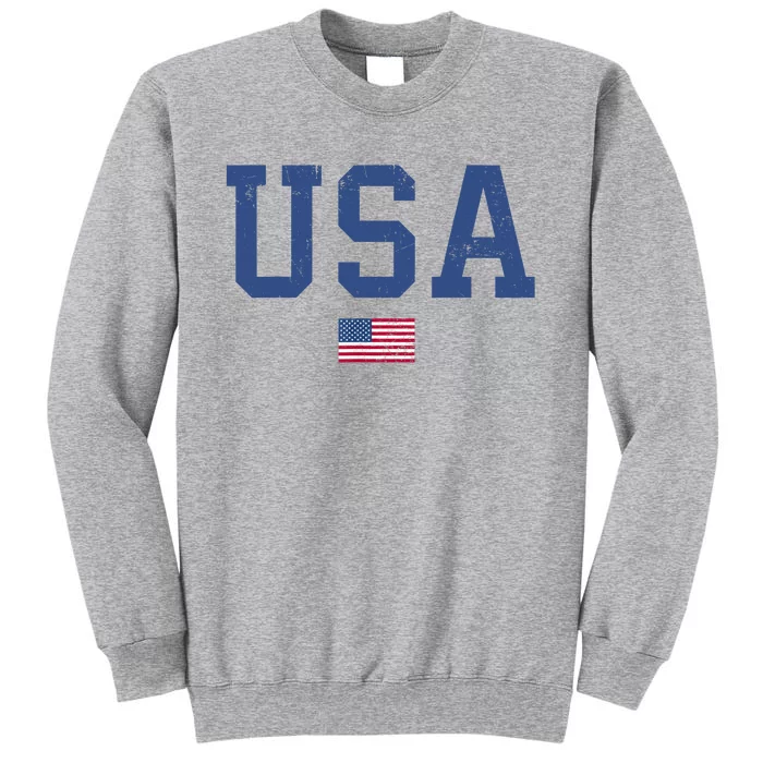 USA Patriotic American Flag Distressed Tall Sweatshirt