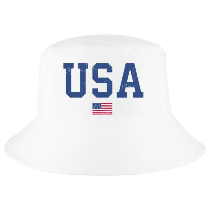 USA Patriotic American Flag Distressed Cool Comfort Performance Bucket Hat