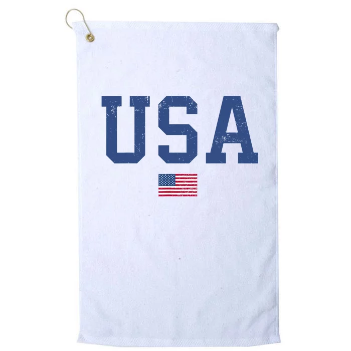 USA Patriotic American Flag Distressed Platinum Collection Golf Towel