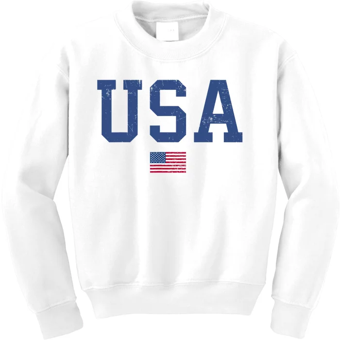 USA Patriotic American Flag Distressed Kids Sweatshirt