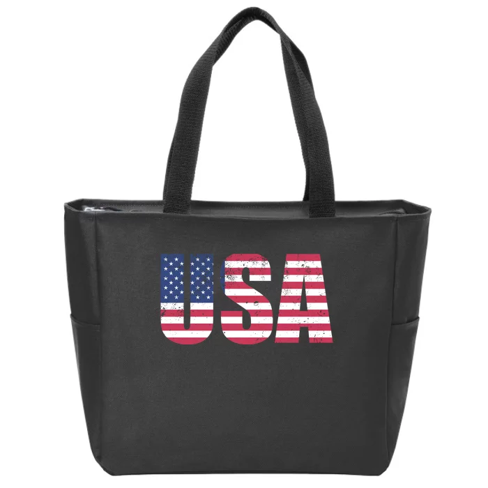 Usa Patriotic American Flag Zip Tote Bag