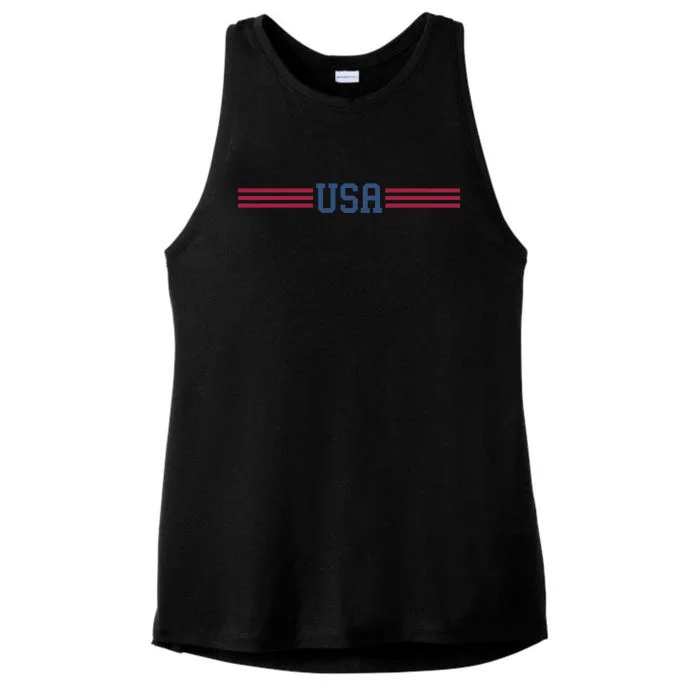 USA Patriotic American White Ladies Tri-Blend Wicking Tank