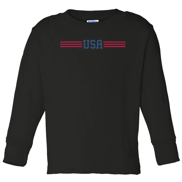 USA Patriotic American White Toddler Long Sleeve Shirt