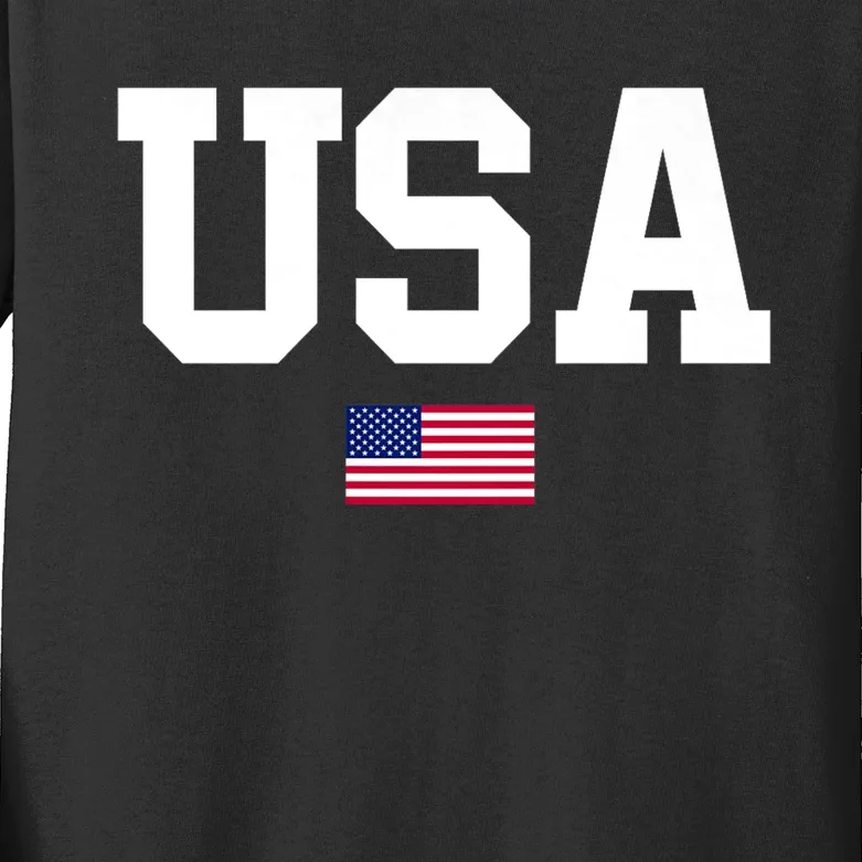 Usa Patriotic American Flag 4th Of July Usa American Flag Kids Long Sleeve Shirt