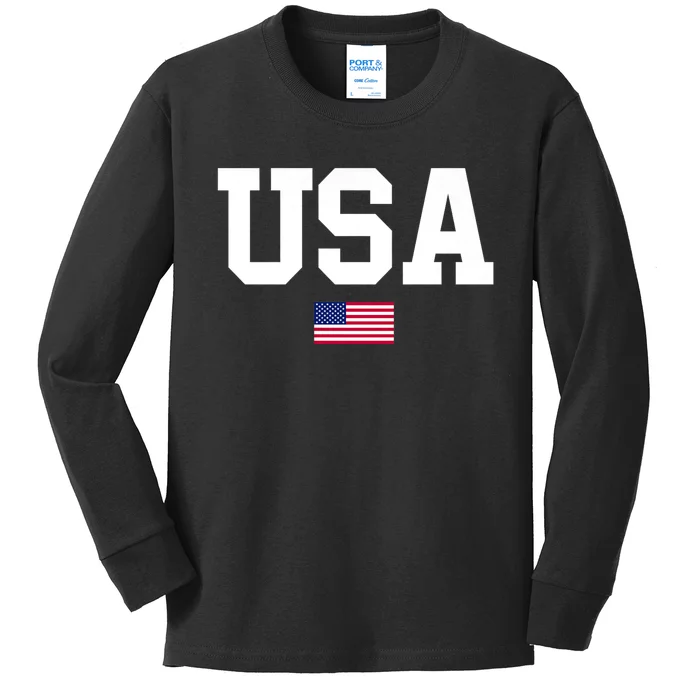 Usa Patriotic American Flag 4th Of July Usa American Flag Kids Long Sleeve Shirt