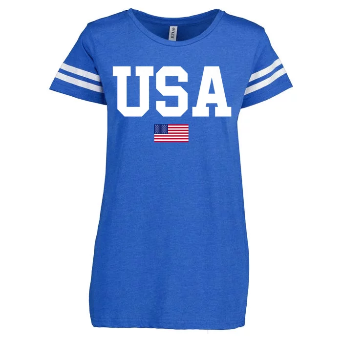 Usa Patriotic American Flag 4th Of July Usa American Flag Enza Ladies Jersey Football T-Shirt