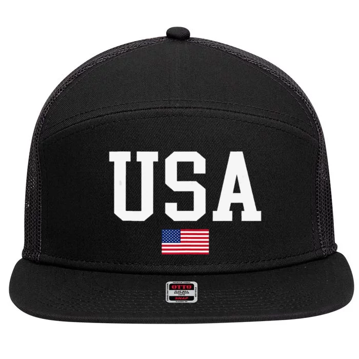 Usa Patriotic American Flag For Us 7 Panel Mesh Trucker Snapback Hat